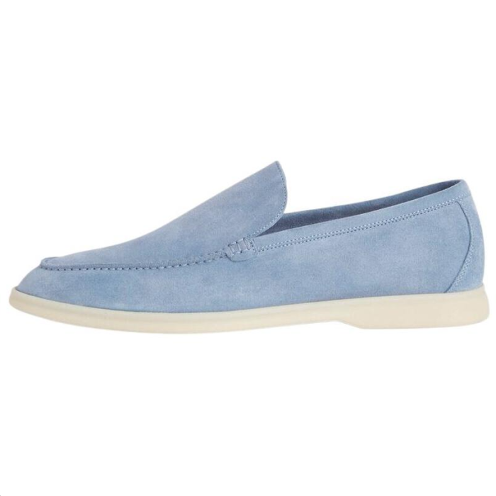 Loro Piana Summer Walk Suede Loafers Blue
