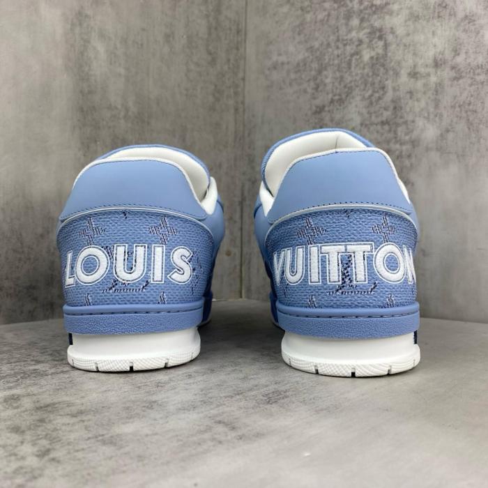 LOUIS VUITTON Trainer Cow Leather Low top Skateboard Shoes Unisex Blue