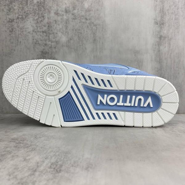 LOUIS VUITTON Trainer Cow Leather Low top Skateboard Shoes Unisex Blue