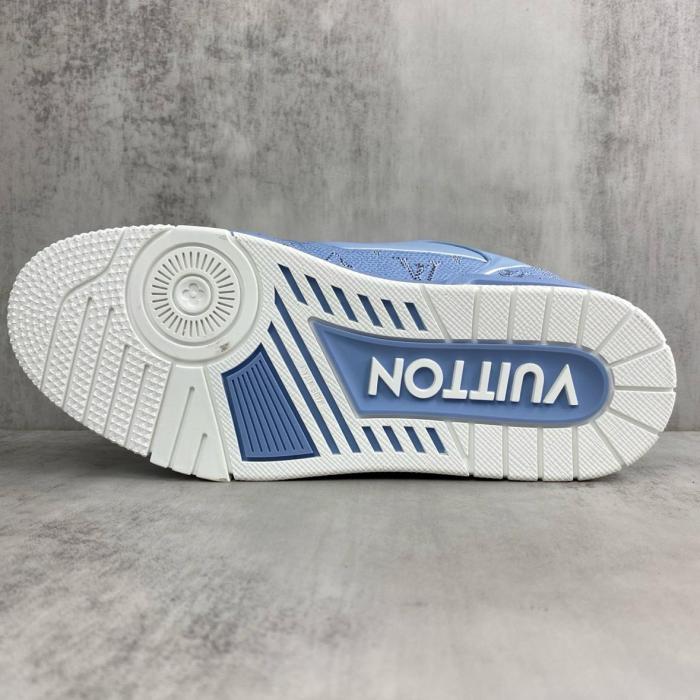 LOUIS VUITTON Trainer Cow Leather Low top Skateboard Shoes Unisex Blue