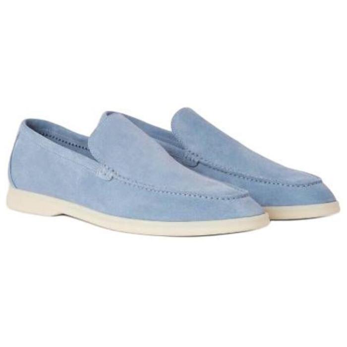 Loro Piana Summer Walk Suede Loafers Blue