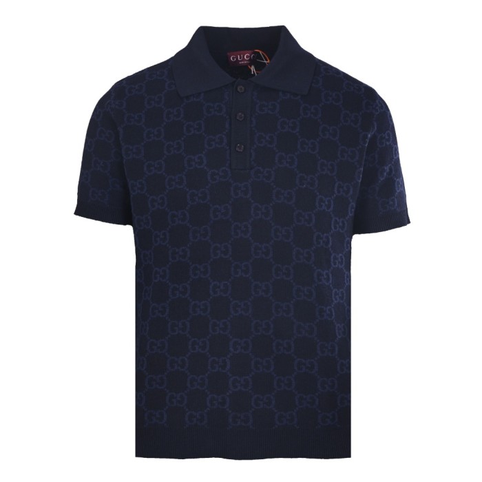 Gucci Gg Supreme Cotton Silk Polo Shirt
