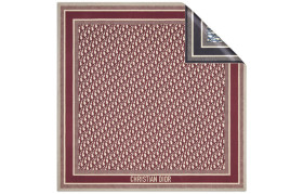 DIOR Scarves Unisex Burgundy And Marine Blue 90*90cm