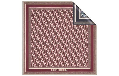 DIOR Scarves Unisex Burgundy And Marine Blue 90*90cm