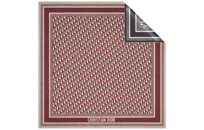 DIOR Scarves Unisex Burgundy And Marine Blue 90*90cm