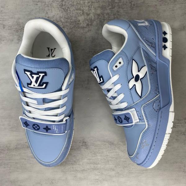 LOUIS VUITTON Trainer Cow Leather Low top Skateboard Shoes Unisex Blue