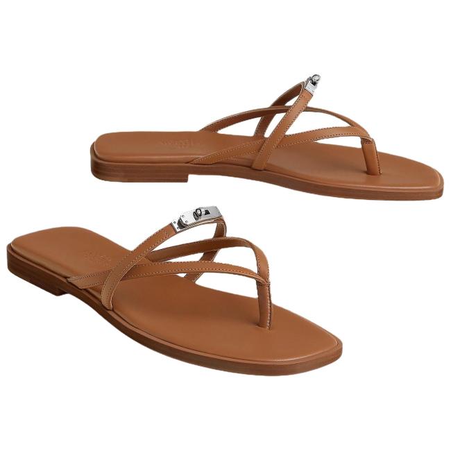 HERMES Flip Flops 0.6cm Women's Brown