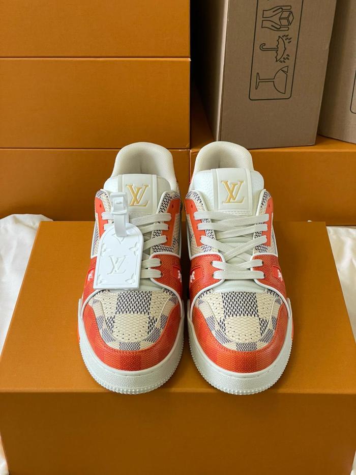 Louis Vuitton LV Trainer Damier White Orange