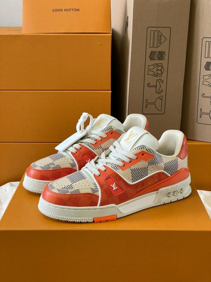 Louis Vuitton LV Trainer Damier White Orange