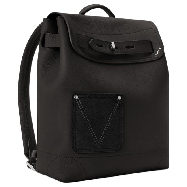 LOUIS VUITTON Steamer Touch Cow Leather Backpack Men's Black M27063 L31cm W15.5cm H39cm
