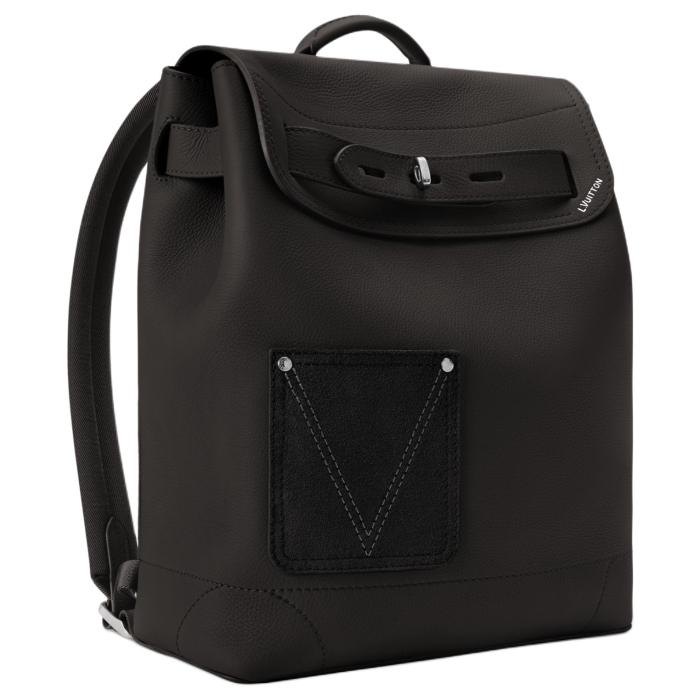 LOUIS VUITTON Steamer Touch Cow Leather Backpack Men's Black M27063 L31cm W15.5cm H39cm
