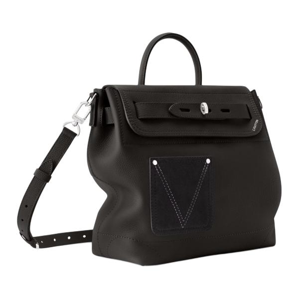 LOUIS VUITTON Steamer Calfskin One Shoulder Handbag Medium Men's Black M27061 L33cm W14cm H32cm
