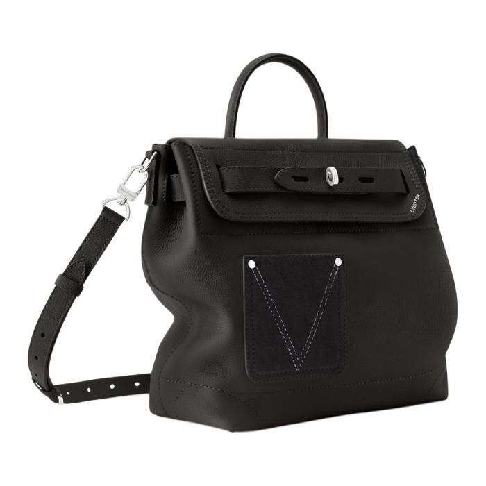 LOUIS VUITTON Steamer Calfskin One Shoulder Handbag Medium Men's Black M27061 L33cm W14cm H32cm