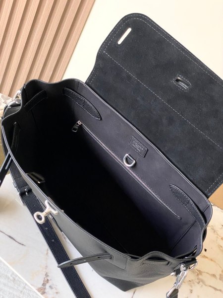 LOUIS VUITTON Steamer Calfskin One Shoulder Handbag Medium Men's Black M27061 L33cm W14cm H32cm