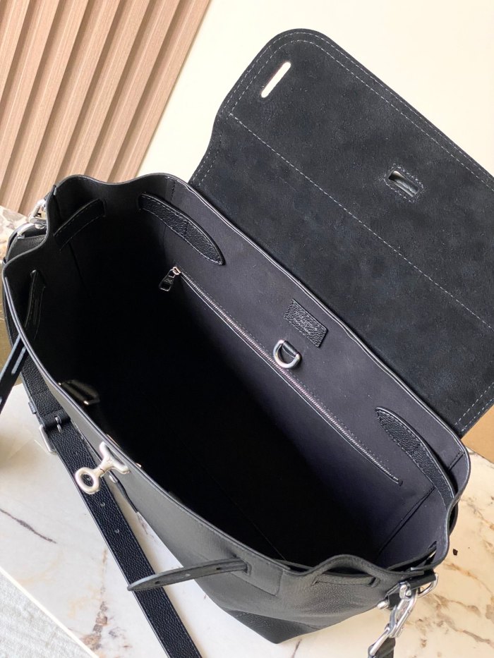 LOUIS VUITTON Steamer Calfskin One Shoulder Handbag Medium Men's Black M27061 L33cm W14cm H32cm