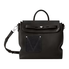 LOUIS VUITTON Steamer Calfskin One Shoulder Handbag Medium Men's Black M27061 L33cm W14cm H32cm