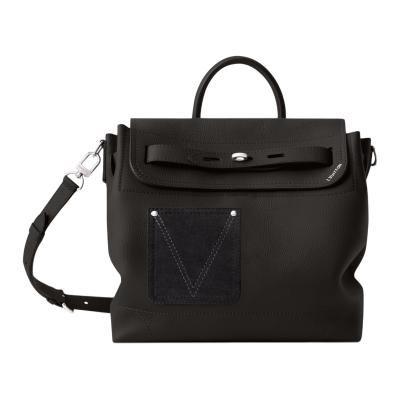 LOUIS VUITTON Steamer Calfskin One Shoulder Handbag Medium Men's Black M27061 L33cm W14cm H32cm