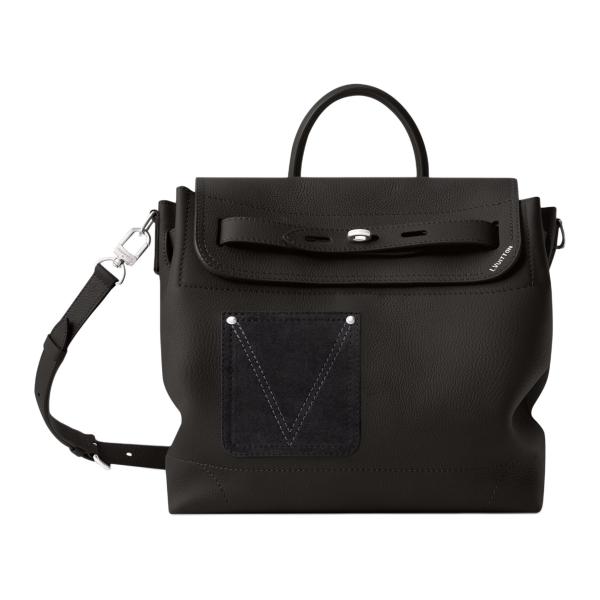 LOUIS VUITTON Steamer Calfskin One Shoulder Handbag Medium Men's Black M27061 L33cm W14cm H32cm