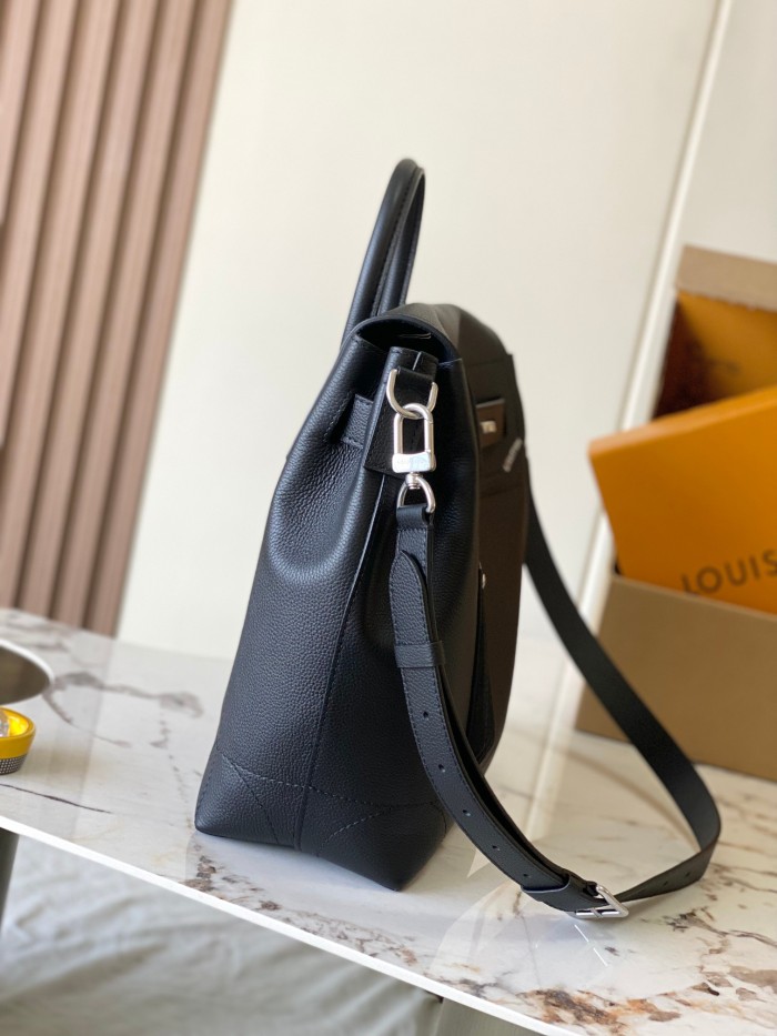 LOUIS VUITTON Steamer Calfskin One Shoulder Handbag Medium Men's Black M27061 L33cm W14cm H32cm