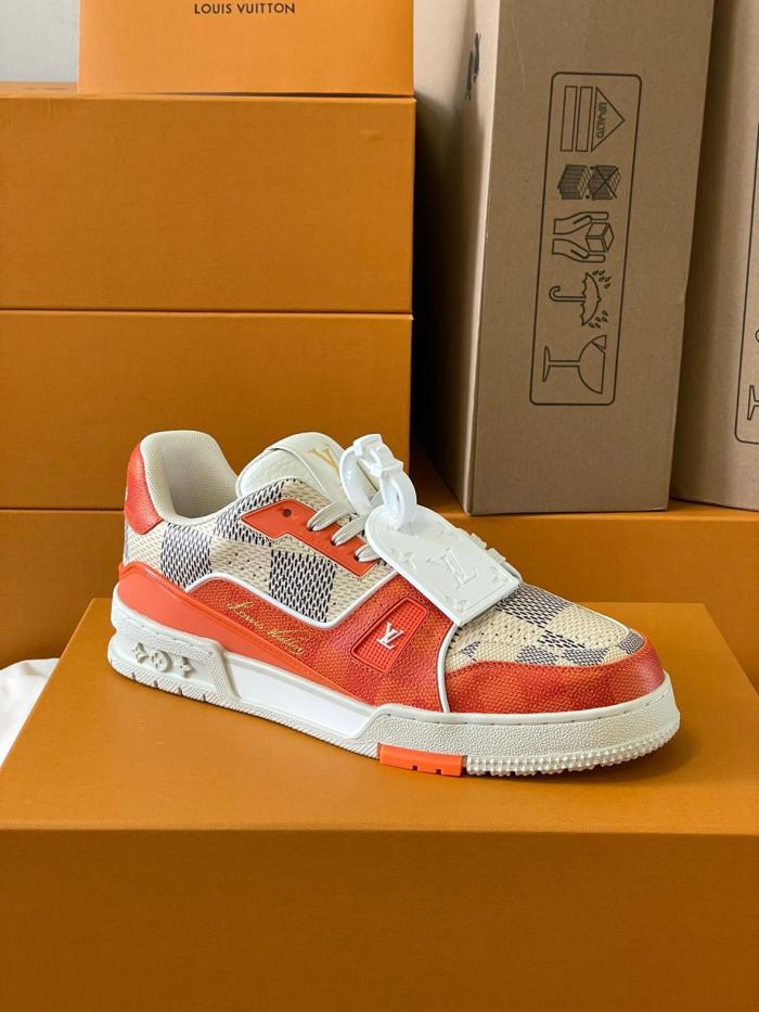 Louis Vuitton LV Trainer Damier White Orange