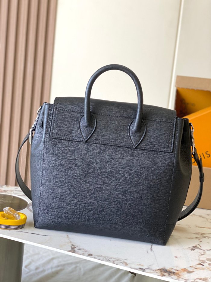 LOUIS VUITTON Steamer Calfskin One Shoulder Handbag Medium Men's Black M27061 L33cm W14cm H32cm