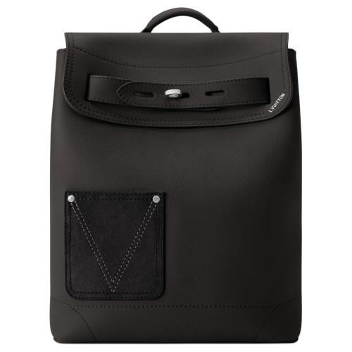 LOUIS VUITTON Steamer Touch Cow Leather Backpack Men's Black M27063 L31cm W15.5cm H39cm