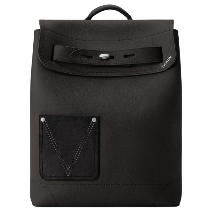 LOUIS VUITTON Steamer Touch Cow Leather Backpack Men's Black M27063 L31cm W15.5cm H39cm