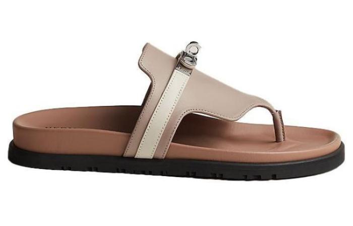 HERMES Fashion Trend Rubber Sole Flip Flops Brown