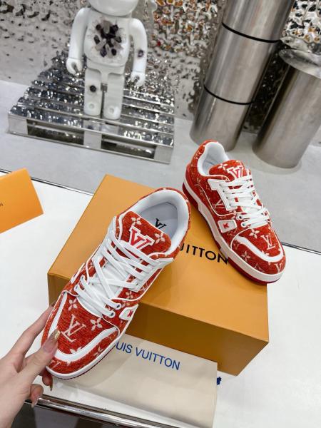 Louis Vuitton Trainer Red Monogram Textile