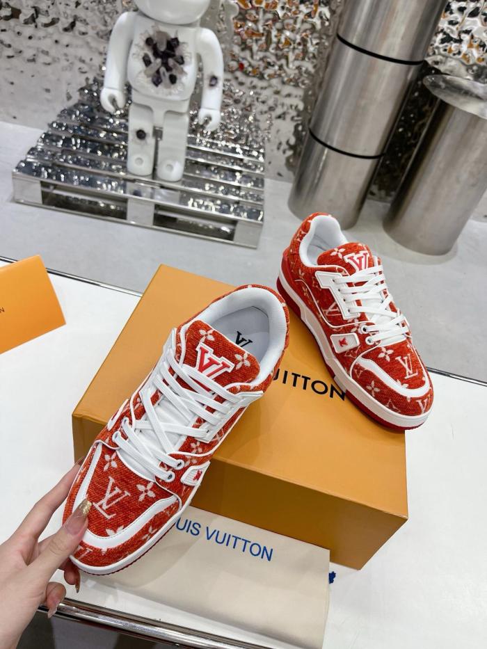 Louis Vuitton Trainer Red Monogram Textile
