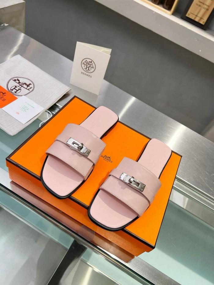 HERMES Giulia Slide Slippers Women's Pink