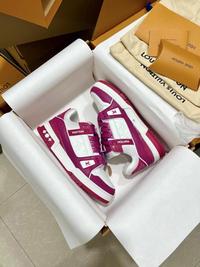 Louis Vuitton Trainer Low White Fuchsia