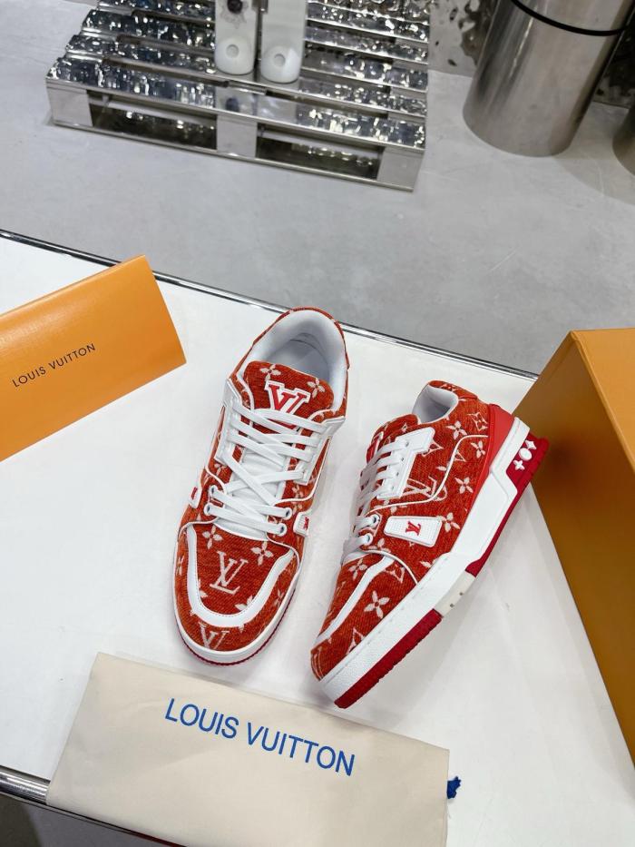 Louis Vuitton Trainer Red Monogram Textile