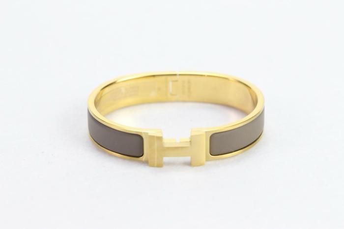 HERMES Clic H Enamel Bangles Women's Milk Tea Light Umber Gold