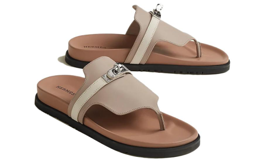 HERMES Fashion Trend Rubber Sole Flip Flops Brown