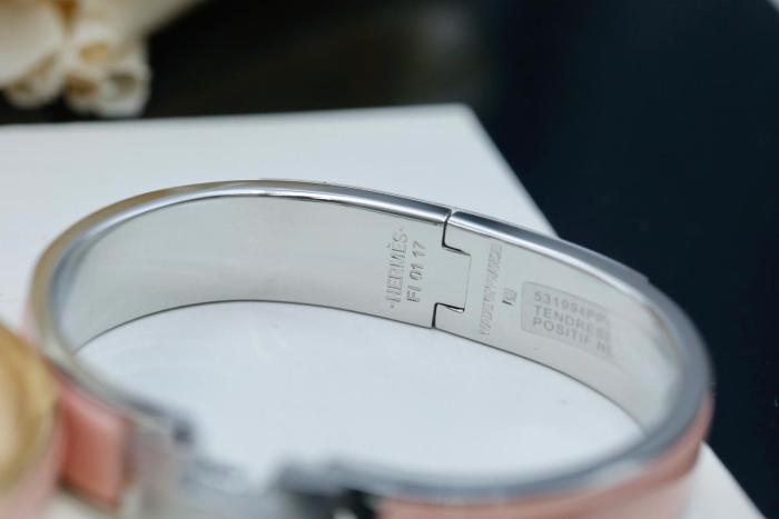 HERMES Clic H Silver Plated Bangles Women's