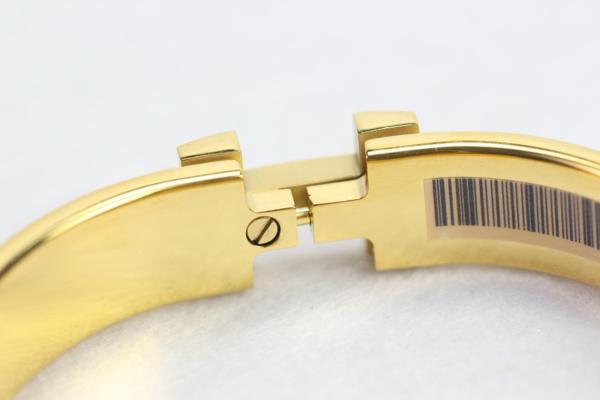 HERMES Clic H Enamel Bangles Women's Milk Tea Light Umber Gold