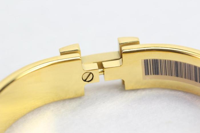 HERMES Clic H Enamel Bangles Women's Milk Tea Light Umber Gold