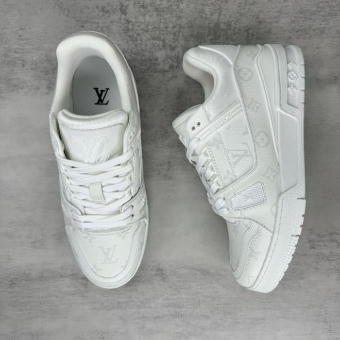 Louis Vuitton White Monochrome Louis Vuitton LV Trainer White/White