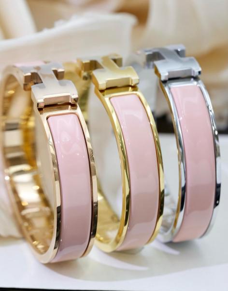 HERMES Clic H Rose Gold plated Bangles Women's