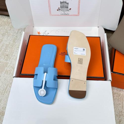 HERMES Oran Slide Slippers Women's Blue