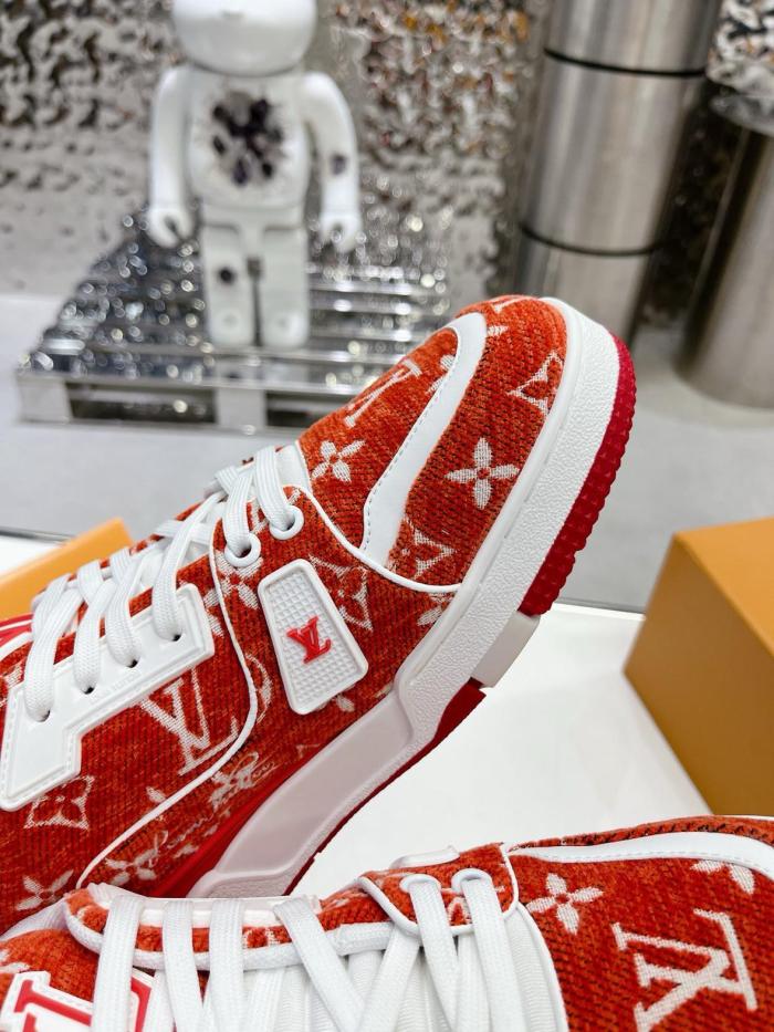 Louis Vuitton Trainer Red Monogram Textile