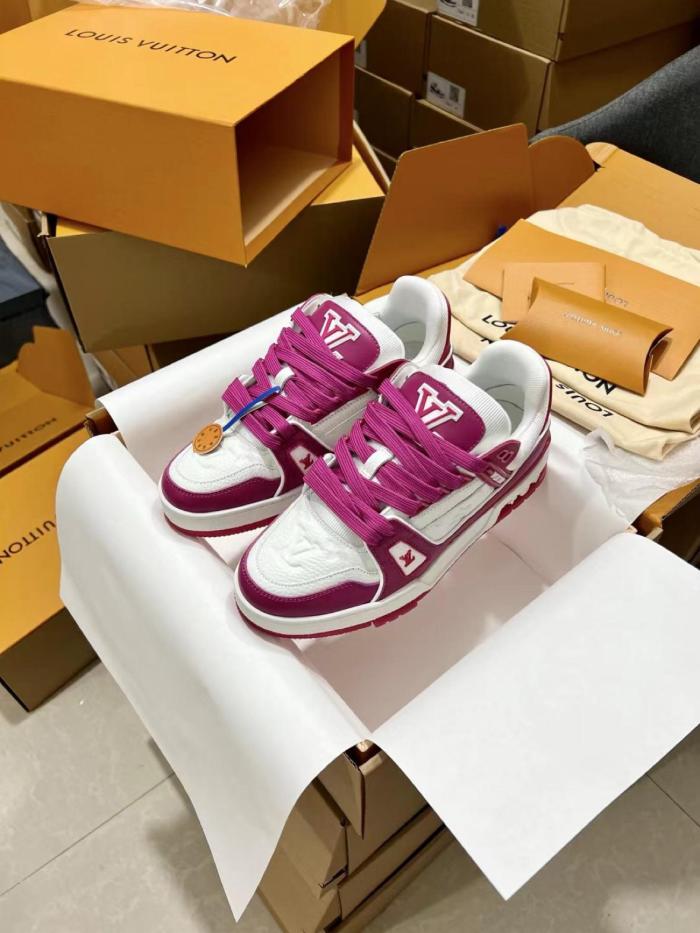 Louis Vuitton Trainer Low White Fuchsia