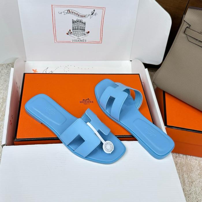 HERMES Oran Slide Slippers Women's Blue