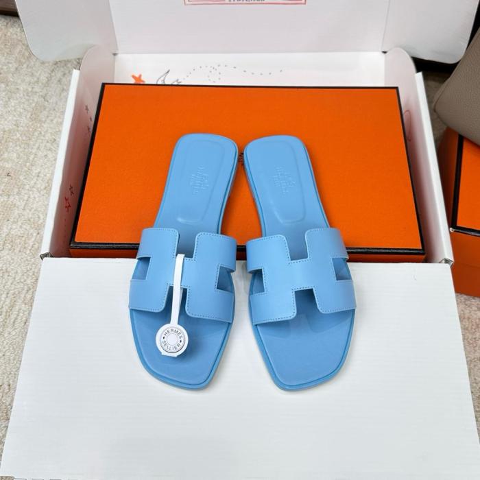 HERMES Oran Slide Slippers Women's Blue