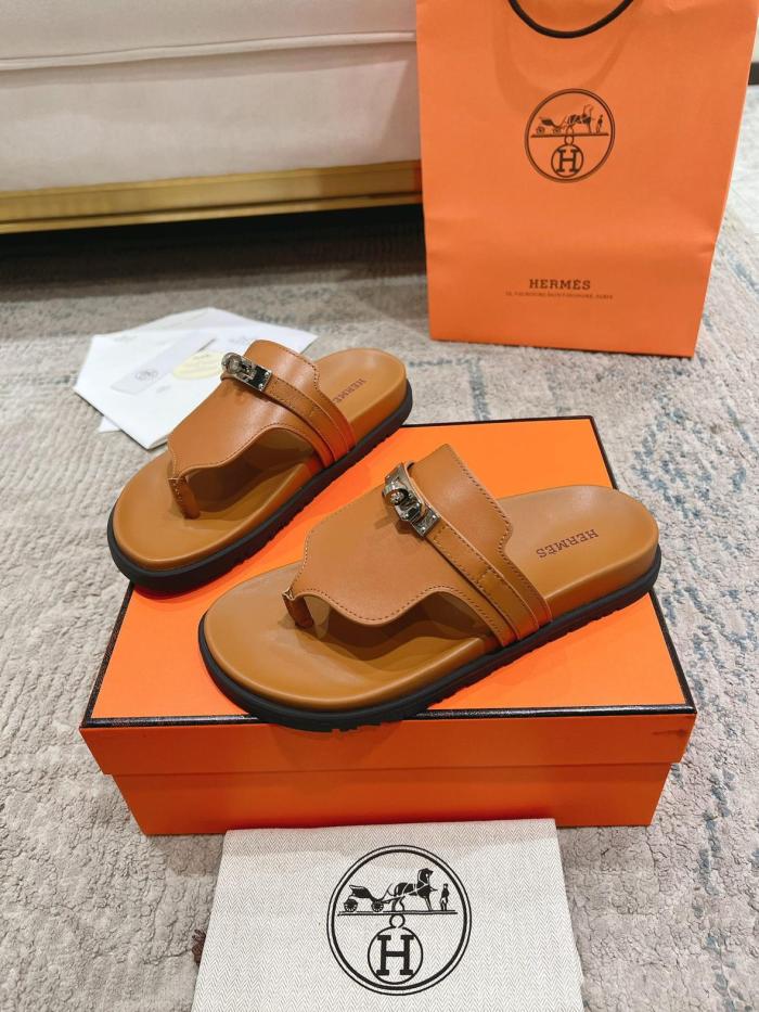 HERMES Empire Flip Flops Brown