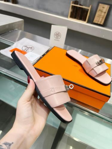HERMES Giulia Slide Slippers Women's Pink