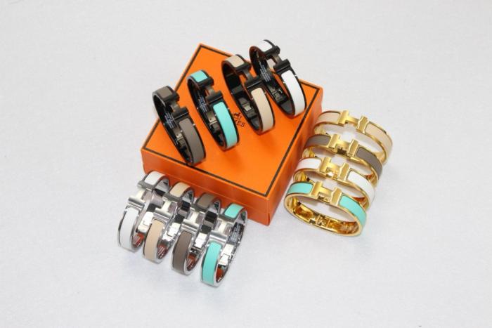 HERMES Clic H Enamel Bangles Women's Milk Tea Light Umber Gold