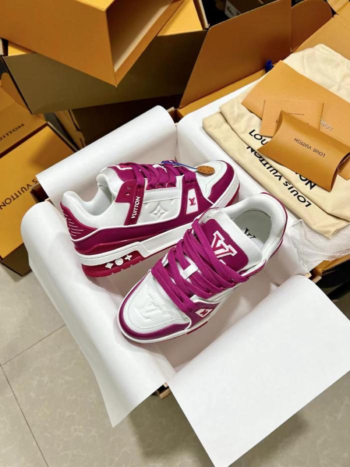 Louis Vuitton Trainer Low White Fuchsia
