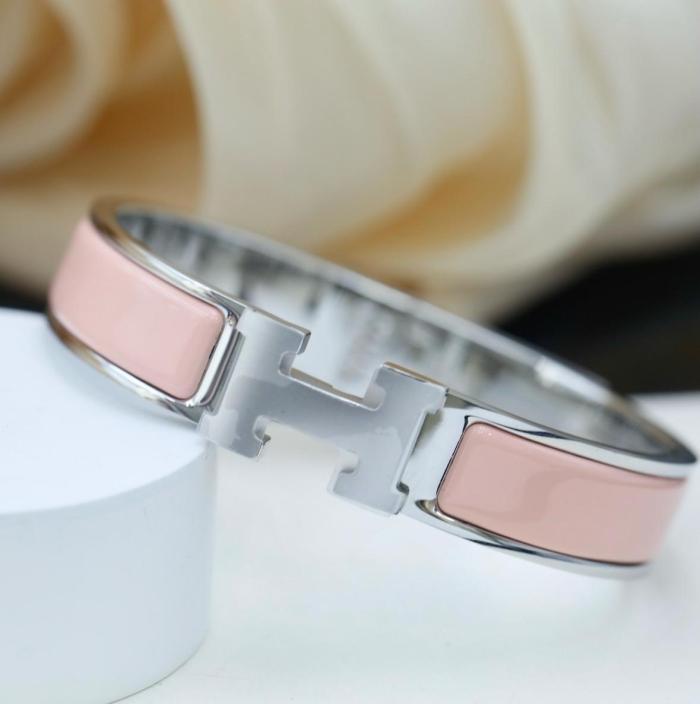 HERMES Clic H Silver Plated Bangles Women's